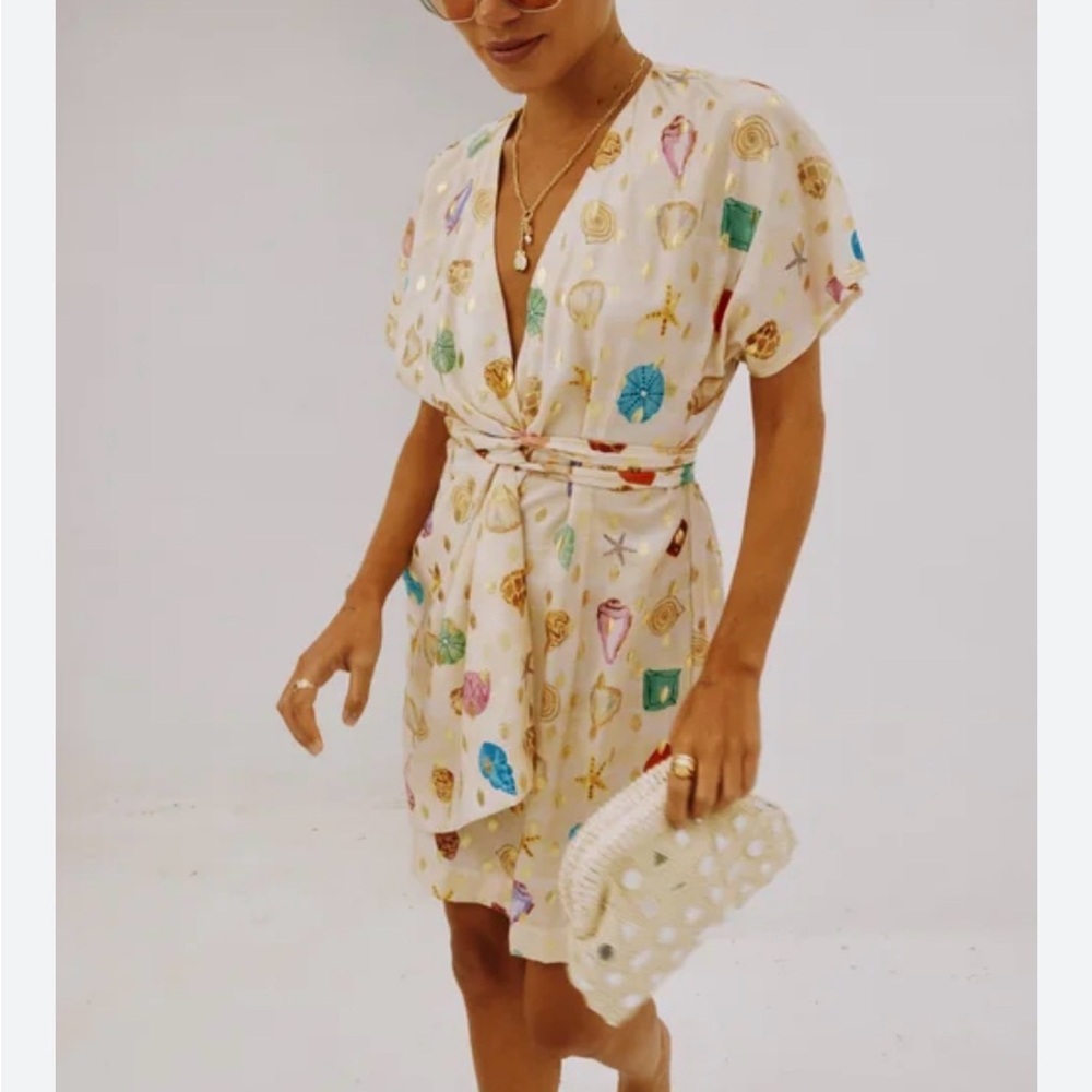 Never Fully Dressed Cream and Gold Patterned Dress